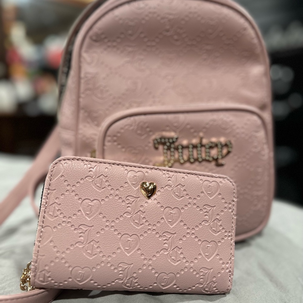 Juicy pink backpack and wallet bundle set